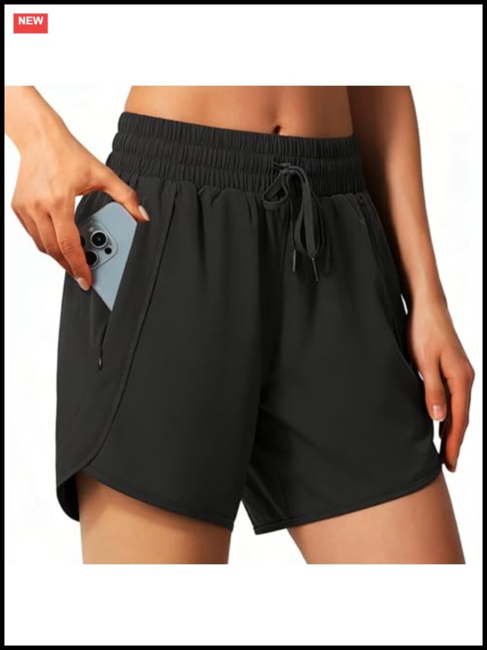 Women's 5" High Waisted Running Shorts with Zipper Pockets, 4-Way Stretch